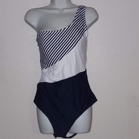 Kona Sol Navy and White One-Shoulder One Piece - Picture 8 of 9